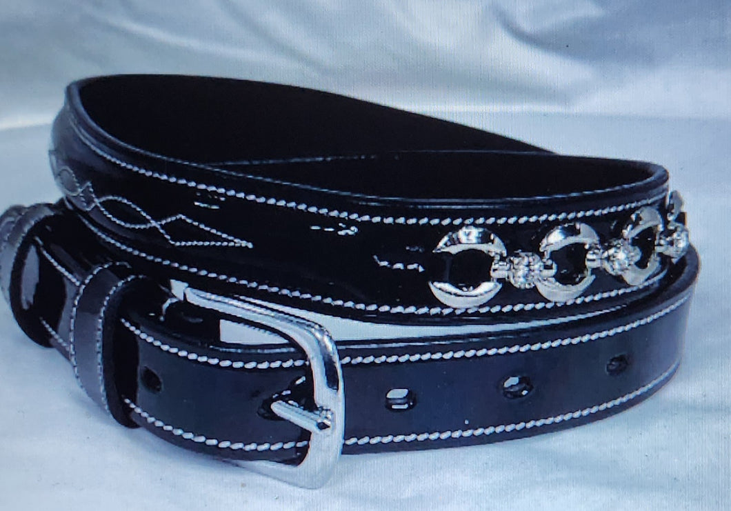 BP'S BUCKLE UP Black Leather crystal