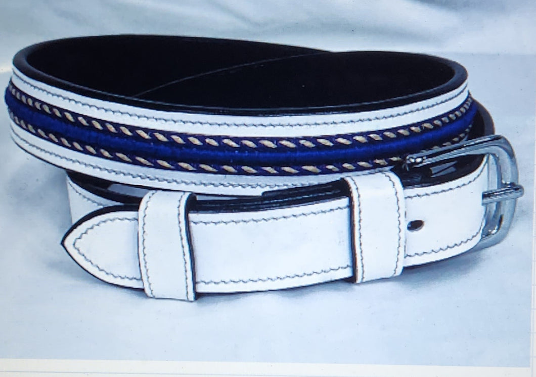 BP'S BUCKLE UP WHITE LEATHER PURPLE INLAY